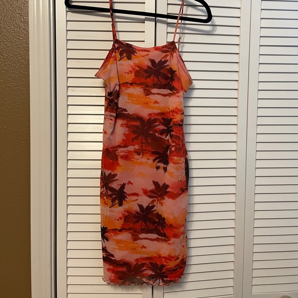 Orange sunset with Palm Trees Mini Dress